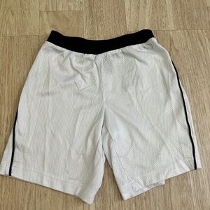 Boys White Athletic Mesh Shorts with Black Trim
